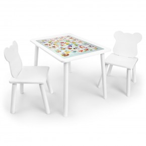 Детский комплект стол и два стула Мишка Rolti Baby с накладкой Алфавит (белая столешница/белое сиденье/белые ножки) в Казани - kazan.ok-mebel.com | фото