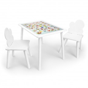 Детский комплект стол и два стула Облачко Rolti Baby с накладкой Алфавит (белая столешница/белое сиденье/белые ножки) в Казани - kazan.ok-mebel.com | фото