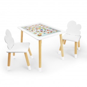 Детский комплект стол и два стула Облачко Rolti Baby с накладкой Алфавит (белая столешница/белое сиденье/береза ножки) в Казани - kazan.ok-mebel.com | фото