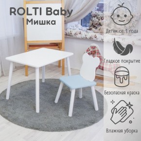 Детский комплект стол и стул «Мишка» Rolti Baby  (голубая столешница/голубое сиденье/белые ножки) в Казани - kazan.ok-mebel.com | фото