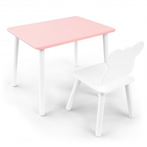 Детский комплект стол и стул «Мишка» Rolti Baby (розовый/белый, массив березы/мдф) в Казани - kazan.ok-mebel.com | фото
