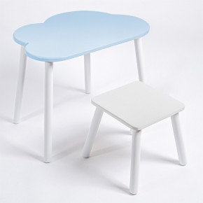 Детский комплект стол ОБЛАЧКО  и табурет Rolti Baby (голубая столешница/белое сиденье/белые ножки) в Казани - kazan.ok-mebel.com | фото