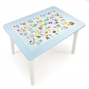 Детский стол с накладкой Алфавит  (Голубой/Белый) в Казани - kazan.ok-mebel.com | фото