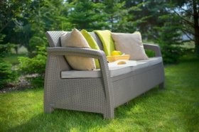 Диван пластиковый Корфу Макс (Corfu love seat max) капучино - песок в Казани - kazan.ok-mebel.com | фото 3