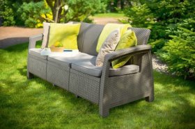 Диван пластиковый Корфу Макс (Corfu love seat max) капучино - песок в Казани - kazan.ok-mebel.com | фото 4