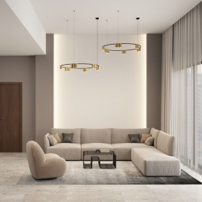 DK4067-BK+SG Подвесной светильник ORBIT, IP20, 15xGU10 LED, до 15 Вт, черный + сатинированное золото, алюминий в Казани - kazan.ok-mebel.com | фото 4