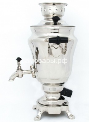 Электрический самовар из латуни никелированный на 1,5 литра форма "Тюльпан" с защитой от выкипания в Казани - kazan.ok-mebel.com | фото 1
