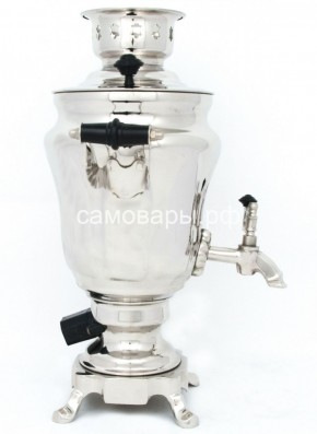 Электрический самовар из латуни никелированный на 1,5 литра форма "Тюльпан" с защитой от выкипания в Казани - kazan.ok-mebel.com | фото 3