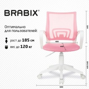 Кресло BRABIX "Fly MG-396W", с подлокотниками, пластик белый, сетка, розовое, 533008 в Казани - kazan.ok-mebel.com | фото 5