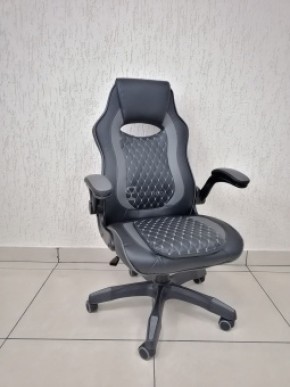 Кресло геймерское Barneo K-37 (черная кожа серые вставки) в Казани - kazan.ok-mebel.com | фото