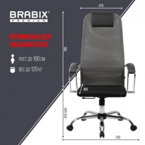 Кресло офисное BRABIX PREMIUM "Ultimate EX-800" хром, плотная двойная сетка Х2, черное/серое, 532912 в Казани - kazan.ok-mebel.com | фото 3