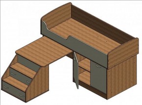 Кровать-чердак "Дюймовочка-2" Дуб молочный/орех в Казани - kazan.ok-mebel.com | фото 2