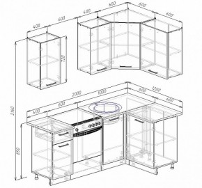 Кухонный гарнитур угловой Графика 2000х1200 (Стол. 26мм) в Казани - kazan.ok-mebel.com | фото 2