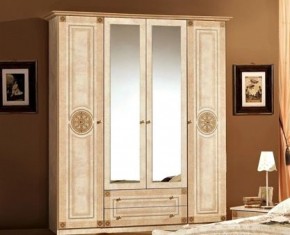 Шкаф 4-х дверный с зеркалами (02.144) Рома (беж) в Казани - kazan.ok-mebel.com | фото