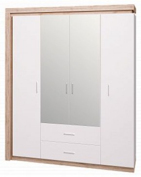 Шкаф для одежды с ящиками 4-х створчатый с зеркалом Люмен 16 в Казани - kazan.ok-mebel.com | фото