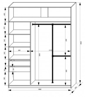 Шкаф-купе 1800 серии SOFT D8+D2+B2+PL4 (2 ящика+F обр.штанга) профиль «Графит» в Казани - kazan.ok-mebel.com | фото 3