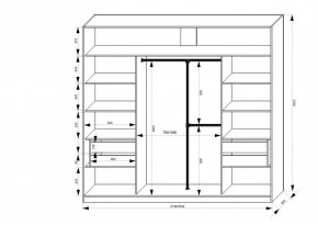 Шкаф-купе 2150 серии NEW CLASSIC K4+K4+K4+B22+PL4(по 2 ящика лев/прав+F обр.штанга) профиль «Капучино» в Казани - kazan.ok-mebel.com | фото 3