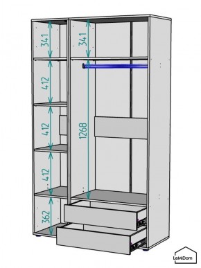Шкаф Linnea MHR-3-2 2050х1200х510 (Графит-М 11.1.25) в Казани - kazan.ok-mebel.com | фото 3