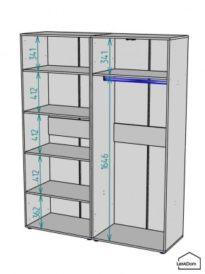 Шкаф Linnea MHR-4-1 2050х1600х510 (Белый-М 11.1.2) в Казани - kazan.ok-mebel.com | фото 3