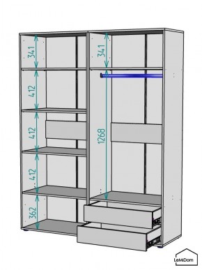 Шкаф Linnea MHR-4-2 2050х1600х510 (Графит-М 11.1.25) в Казани - kazan.ok-mebel.com | фото 3