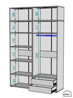 Шкаф с антресолью Linnea MHR-4A-2 2450х1600х510 (Графит-М 11.1.25) в Казани - kazan.ok-mebel.com | фото 3