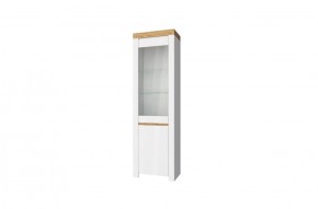 Шкаф с витриной  1V1D, TAURUS, цвет белый/дуб вотан в Казани - kazan.ok-mebel.com | фото