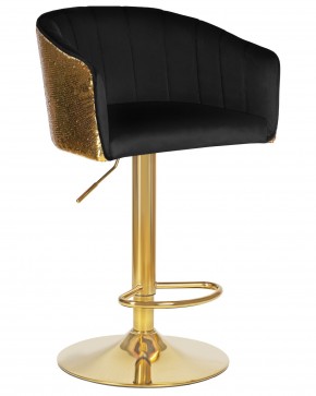 Стул барный DOBRIN DARCY GOLD SHINY, черный велюр с золотыми пайетками в Казани - kazan.ok-mebel.com | фото