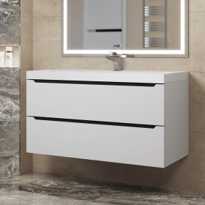 Тумба под раковину Uperwood Tanos 100 см, подвесная, белая/графит в Казани - kazan.ok-mebel.com | фото