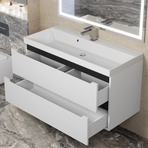 Тумба под раковину Uperwood Tanos 100 см, подвесная, белая/графит в Казани - kazan.ok-mebel.com | фото 9