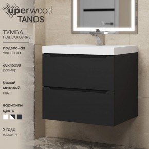 Тумба под раковину Uperwood Tanos 60 см, подвесная, черная матовая в Казани - kazan.ok-mebel.com | фото 3