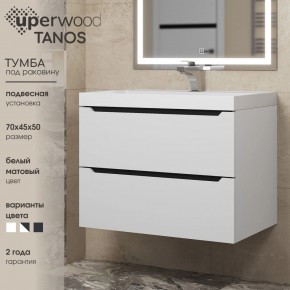 Тумба под раковину Uperwood Tanos 70 см, подвесная, белая/графит в Казани - kazan.ok-mebel.com | фото 3
