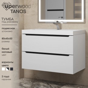 Тумба под раковину Uperwood Tanos 80 см, подвесная, белая/графит в Казани - kazan.ok-mebel.com | фото 3