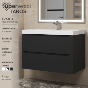Тумба под раковину Uperwood Tanos 80 см, подвесная, черная матовая в Казани - kazan.ok-mebel.com | фото 3