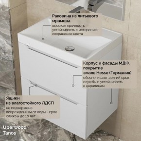 Тумба с раковиной Uperwood Tanos 50 см, подвесная, белая матовая в Казани - kazan.ok-mebel.com | фото 6